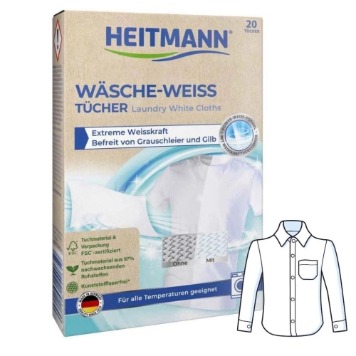 Heitmann Wasche-Weiss Tucher chusteczki wybielające do prania białego 20szt