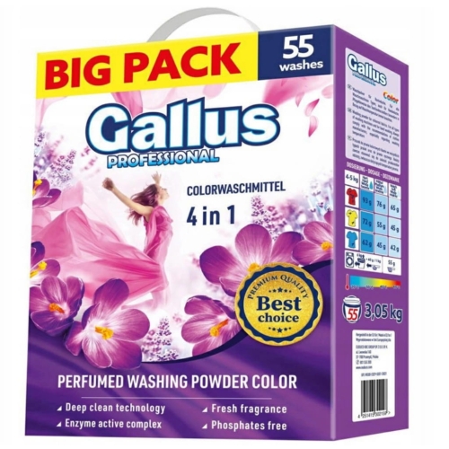 Gallus Professional Proszek do prania 4w1 kolor 55pr 3,05kg