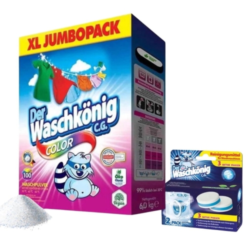 Zestaw Waschkönig Color proszek 100 prań 6kg i czyścik do pralki 2szt