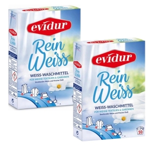 2x Evidur proszek wybielający do białego i firan 600g, 10 prań czysta biel