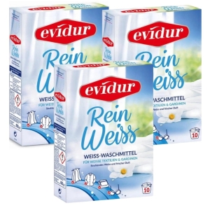3x Evidur proszek wybielający do białego i firan 600g, 10 prań czysta biel