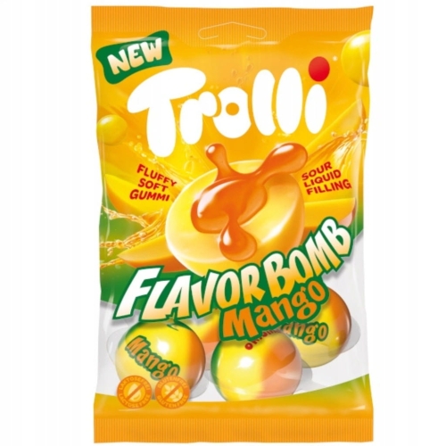 Trolli Mango duże żelki z soczystym nadzieniem mango bez glutenu 75g