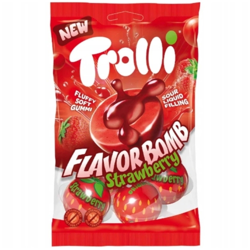 Trolli Flavor Bomb Strawberry – żelki truskawkowe z kwaśnym nadzieniem 75g