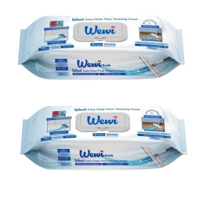 Wewi Easy Clean Mokre Ręczniki Wkłady do Mycia Podłóg 50szt niebies. x2