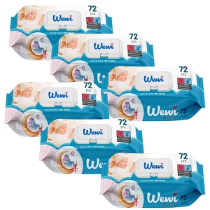 6x Wewi Baby Delikatne Chusteczki Nawilżane dla Niemowląt i Dzieci 72 szt.