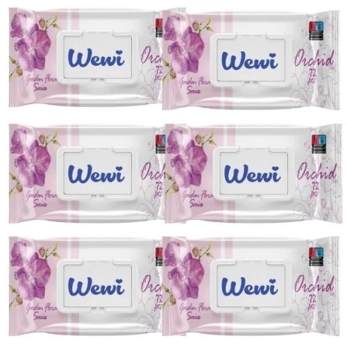 Chusteczki Nawilżane Wewi Orchid o Zapachu Orchidei dla dzieci 72 szt.x6