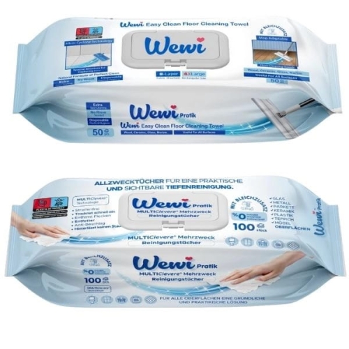 Zestaw chusteczek czyszczących i wkładów do mopa Wewi niebieski