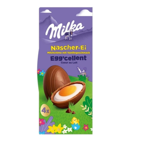 Milka Nascher Ei czekoladowe jajka z waniliowym kremem 124g Wielkanoc