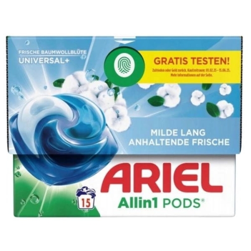 Ariel kapsułki do prania białego i koloru zapach bawełna 15szt 316,5g
