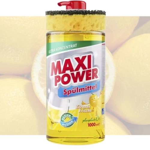 Maxi Power Zitrone płyn do naczyń o zapachu cytryny z gąbką 1,0l