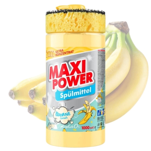 Maxi Power Banane płyn do naczyń o zapachu bananowym z gąbką 1,0l