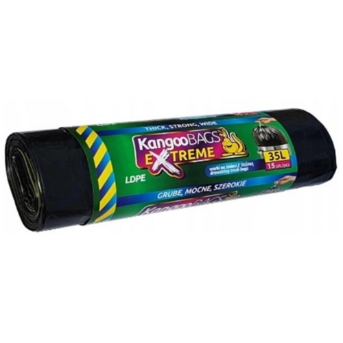 Worki na śmieci z taśmą ściągającą 35l. mega mocne