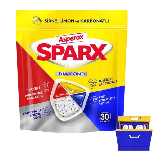 Asperox Sparx Diamond kapsułki do zmywarki z octem, cytryną i sodą 30szt