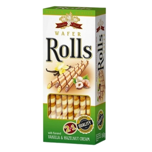 Cookies Land chrupiące rurki waflowe z nadzieniem waniliowym 160g