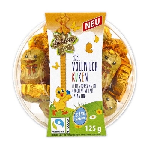 Goldora słodkie kurczaczki z mlecznej czekolady 125g Wielkanoc