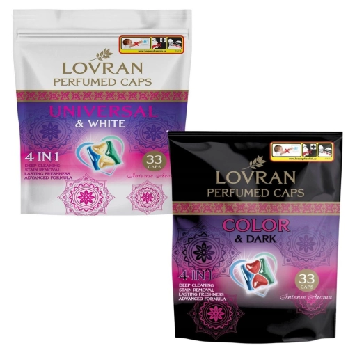 Kapsułki do prania Lovran Color & Dark + Universal & White 2x33 szt