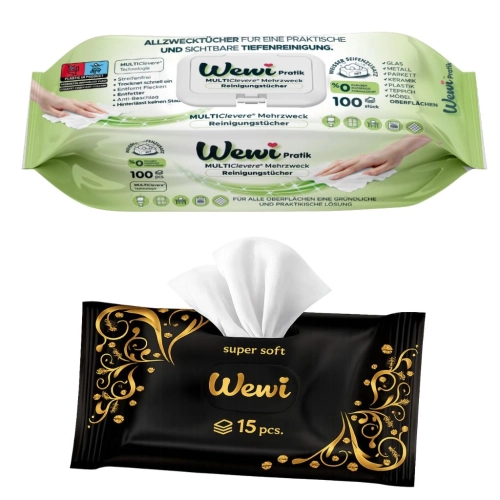 Chusteczki czyszczące Wewi białe mydło 100szt+ Super Soft Black 15szt
