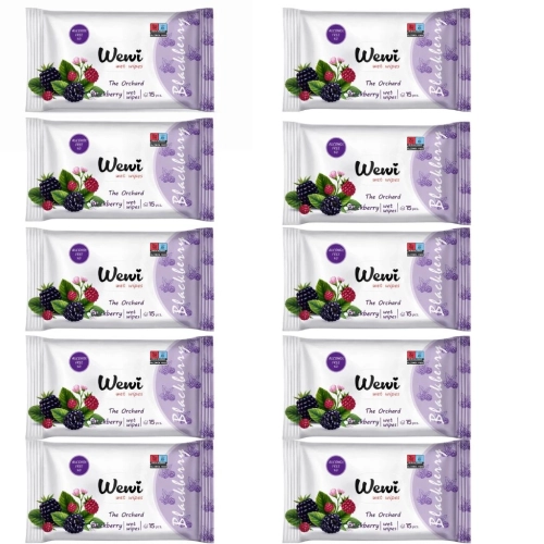 Chusteczki nawilżane torebkowe Wewi Blackberry o zapachu jeżyn 10x15szt