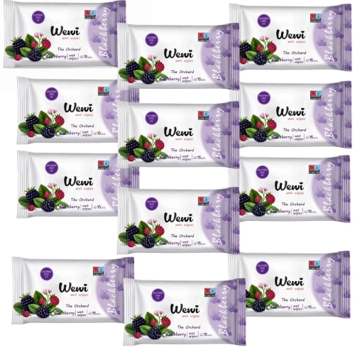 Chusteczki nawilżane torebkowe Wewi Blackberry o zapachu jeżyn 12x 15szt