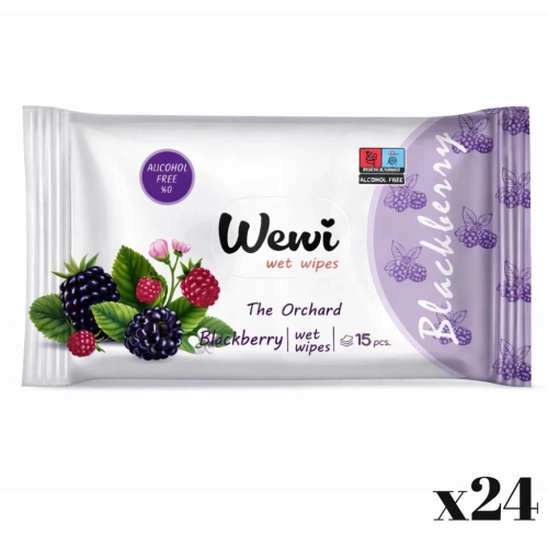 Chusteczki nawilżane torebkowe Wewi Blackberry o zapachu jeżyn 24x 15szt