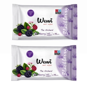 Chusteczki nawilżane torebkowe Wewi Blackberry o zapachu jeżyn 2x 15szt