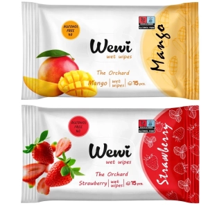 Chusteczki nawilżane torebkowe owocowe Wewi mango i truskawka 2x 15szt