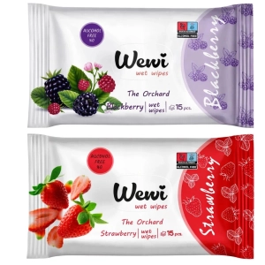 Chusteczki nawilżane torebkowe owocowe Wewi jeżyna i truskawka 2x 15szt