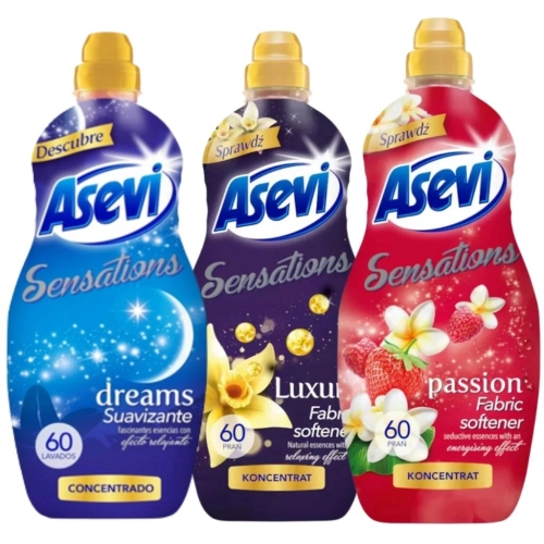 Asevi Sensations Dream, Luxury, Passion płyny do płukania 3x 60prań