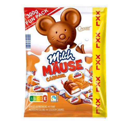 Milch Mäuse czekoladowe cukierki myszki z nadzieniem karmelowym 300g