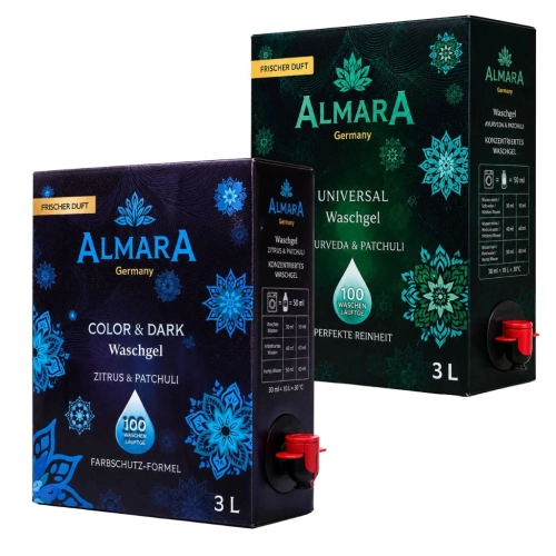 Almara zestaw żeli do prania universal i color & dark 2x3L 2x100 prań