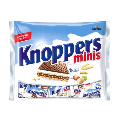 Knoppers Minis chrupiące wafelki z kremem i orzechami 220g