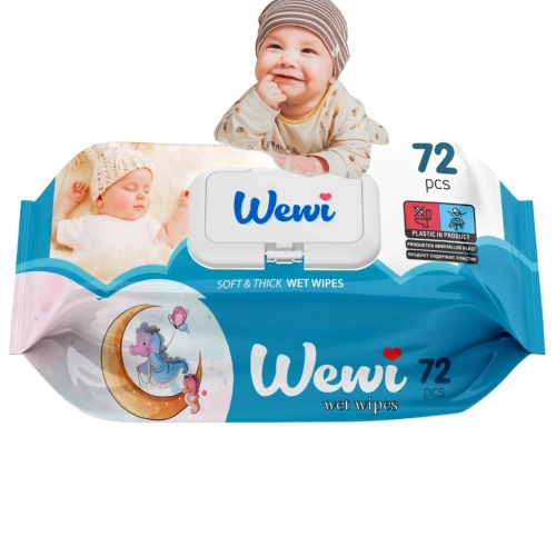Wewi Baby Delikatne Chusteczki Nawilżane dla Niemowląt i Dzieci 72 szt.