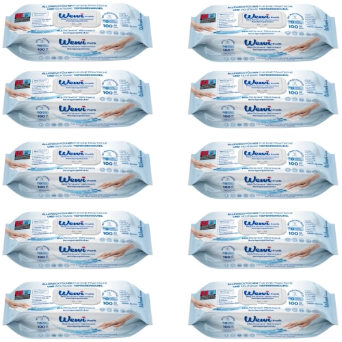 Chusteczki XXL czyszczące Wewi uniwersalne, 10x 100 szt.