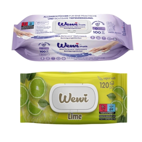 Ręczniki czyszczące Wewi Lawenda i chusteczki nawilżane Limonka