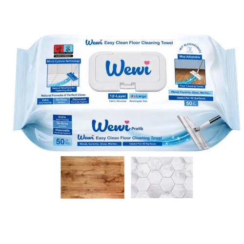 Wewi Easy Clean Mokre Ręczniki Wkłady do Mycia Podłóg Mop 50szt niebies.