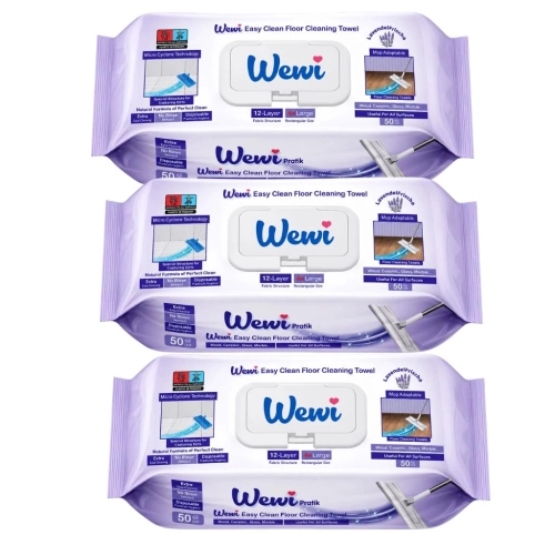 Mokre Wkłady do Mycia Podłóg Wewi Pratik Easy Clean 3x 50szt lawendowe
