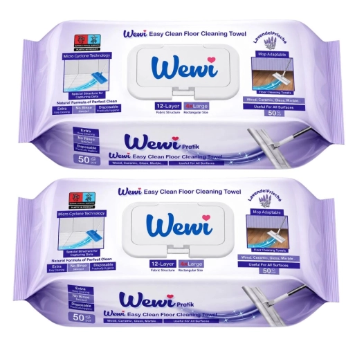 Mokre Wkłady do Mycia Podłóg Wewi Pratik Easy Clean 2x 50szt lawendowe