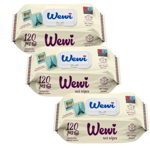 Chusteczki nawilżane WEWI Paris zapach francuskie perfumy 120szt x3