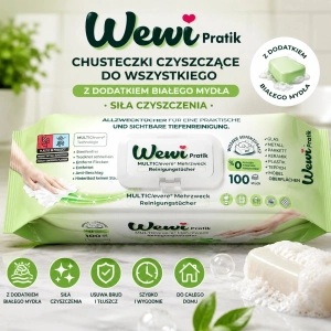 Chusteczki czyszczące Wewi Pratik 100 szt. – z dodatkiem białego mydła