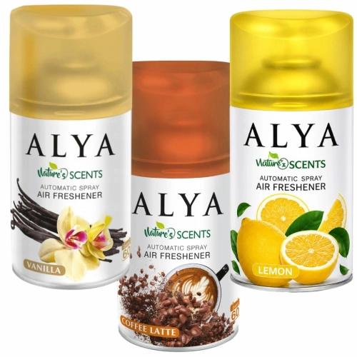 Alya odświeżacze powietrza Cytryna, Wanilia i Kawa 250ml x3