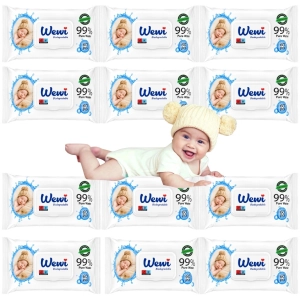 Chusteczki nawilżane dla niemowląt, dzieci 99%wody Wewi Biodegradable 12x60