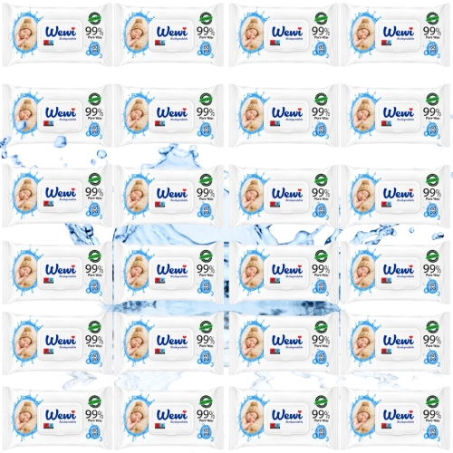 Chusteczki nawilżane dla niemowląt,dzieci 99%wody Wewi Biodegradable 24x60