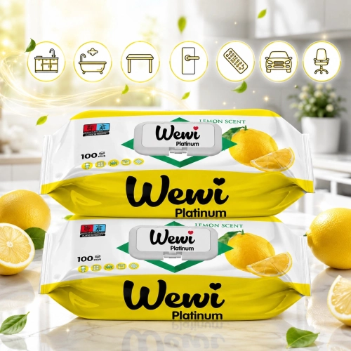 2x WEWI Platinum Lemon chusteczki czyszczące cytryna EXTRA GRUBE i DUŻE 100