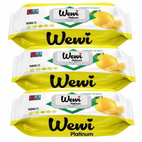 Chusteczki czyszczące 3x WEWI Platinum cytryna EXTRA GRUBE i DUŻE 100szt