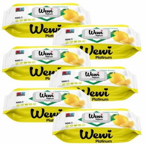 WEWI Platinum Lemon chusteczki czyszczące cytryna EXTRA GRUBE 100szt x6