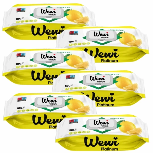 WEWI Platinum Lemon chusteczki czyszczące cytryna EXTRA GRUBE 100szt x6