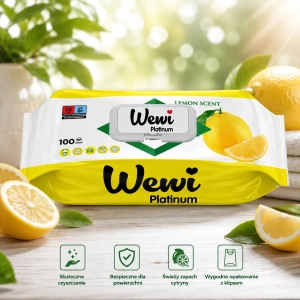 WEWI Platinum Lemon chusteczki czyszczące cytryna EXTRA GRUBE 100szt x6