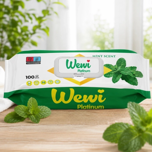 WEWI Platinum Mint chusteczki czyszczące o zapachu mięty GRUBE i DUŻE 100sz