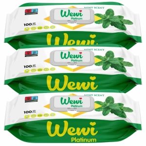 WEWI Platinum chusteczki czyszczące o zapachu mięty x 3 GRUBE i DUŻE 100szt