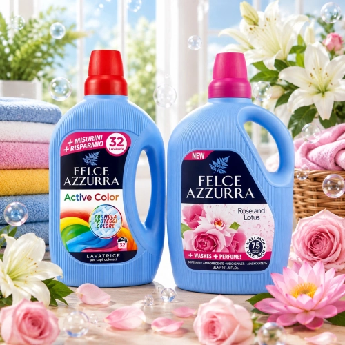 Felce Azzurra zestaw do prania Active Color 1,595l + Rose & Lotus 75pł 3,0l